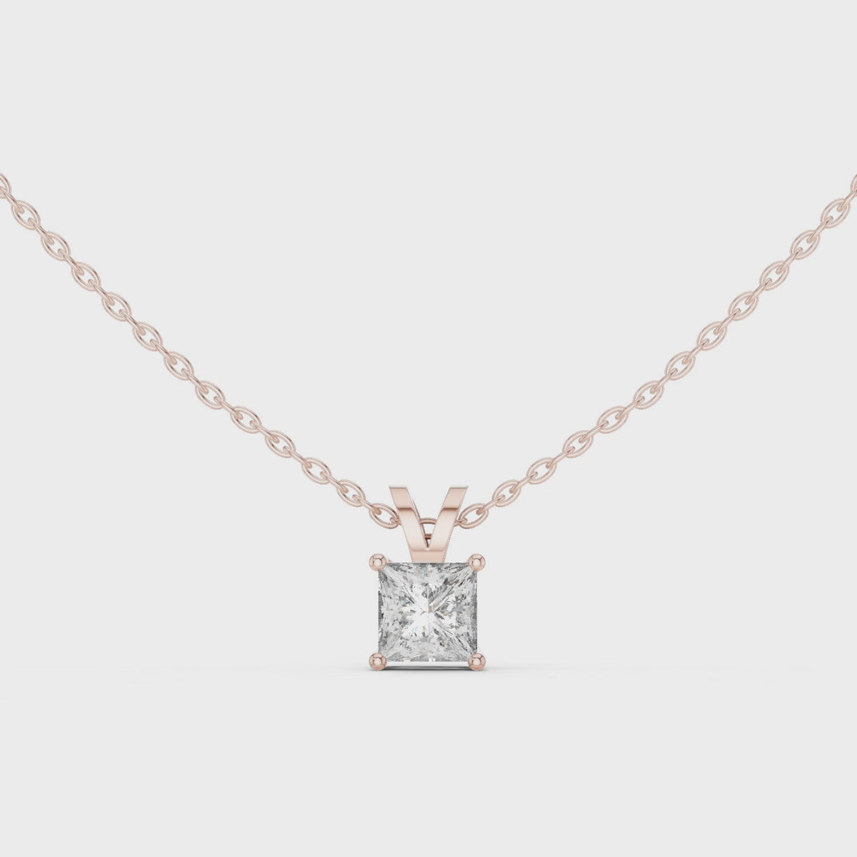 Klassischer quadratischer Diamantanhänger mit minimalistischer Krappenfassung