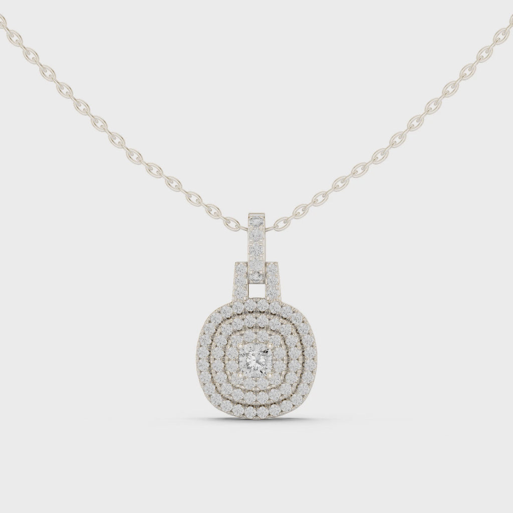 Romantic Round Halo Diamond Pendant Gift for Her