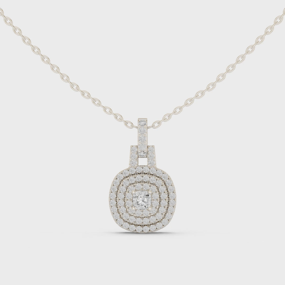 Romantic Round Halo Diamond Pendant Gift for Her