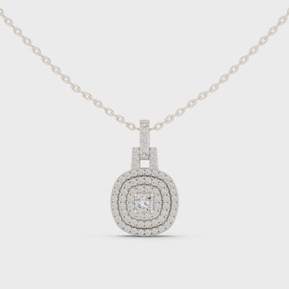 Romantic Round Halo Diamond Pendant Gift for Her