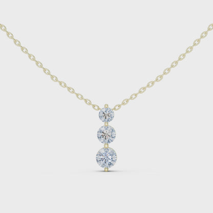 Classic Three Stone Diamond Pendant in Minimal Setting