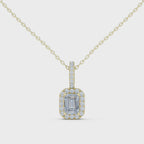 Luxury Emerald-Cut Solitaire Pendant with Diamond Accent