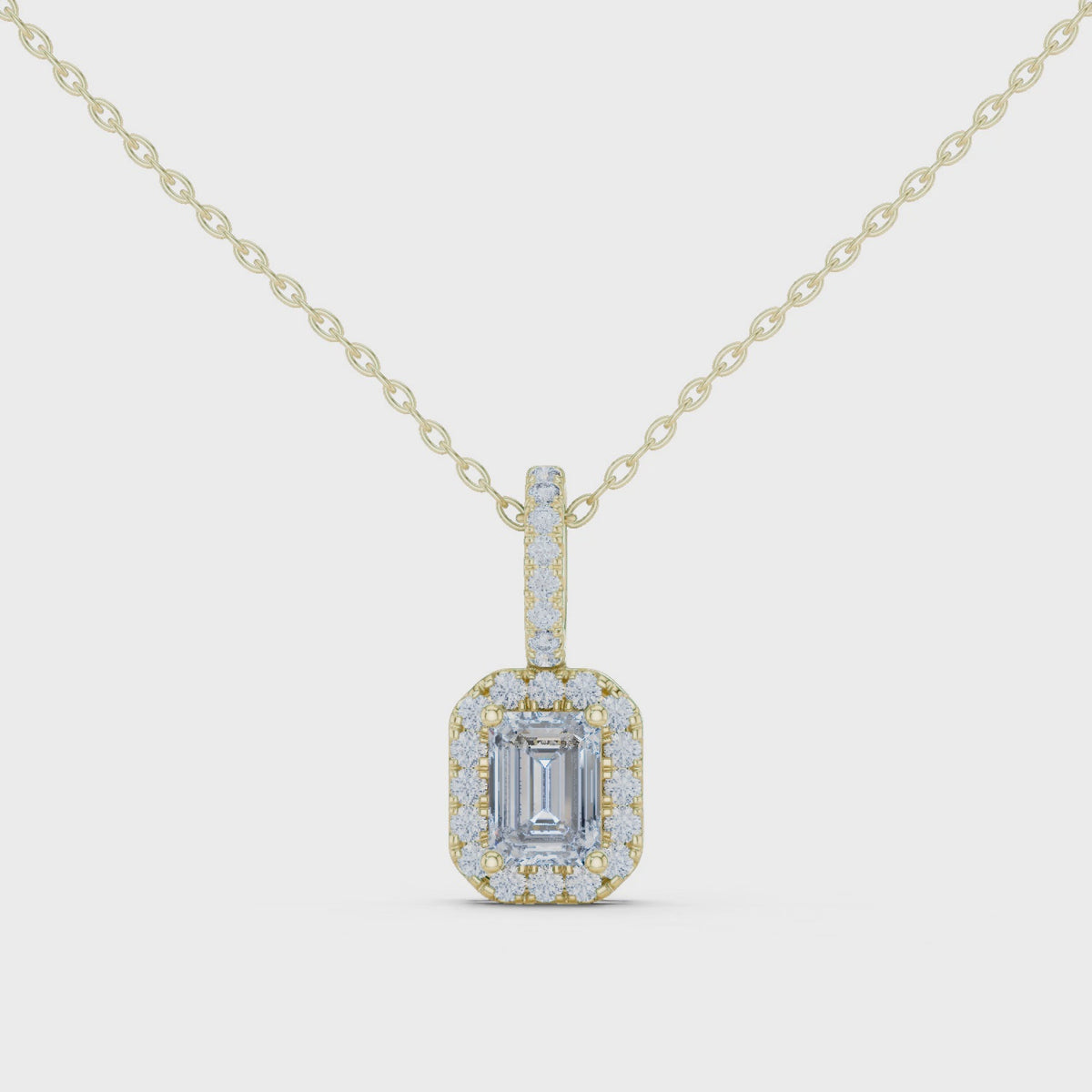 Luxury Emerald-Cut Solitaire Pendant with Diamond Accent