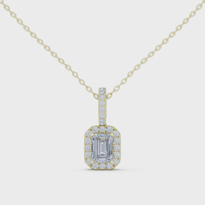 Luxury Emerald-Cut Solitaire Pendant with Diamond Accent