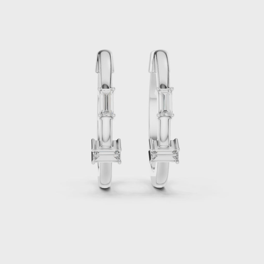 Luxury Round Diamond Hoop Earrings.