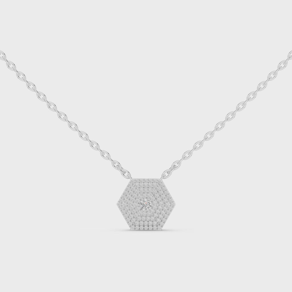 Luxury Hexagon Diamond Pendant Necklace