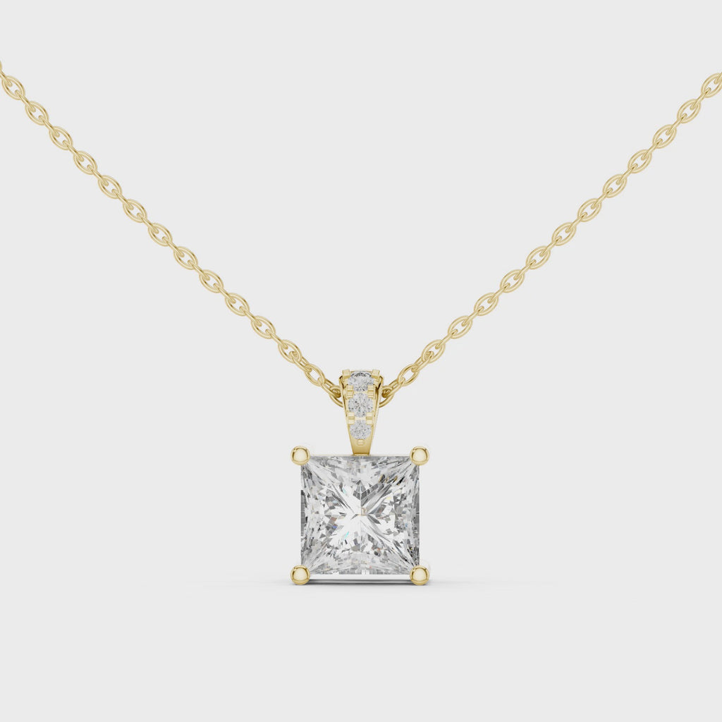 Elegant Princess Cut Solitaire Diamond Pendant