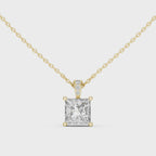 Elegant Princess Cut Solitaire Diamond Pendant