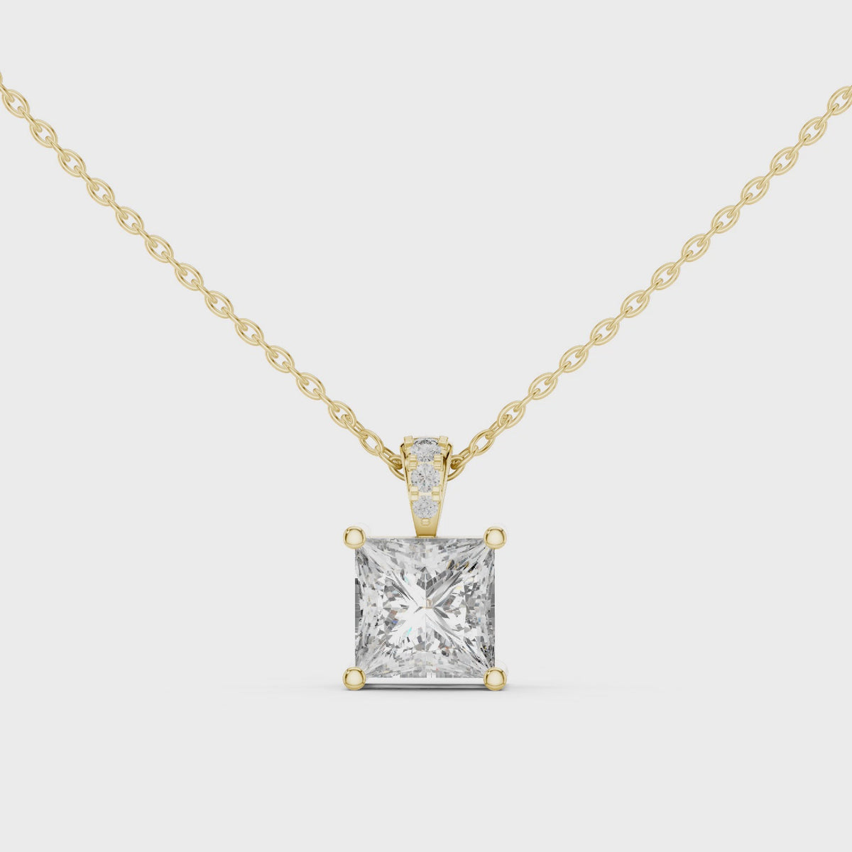 Elegant Princess Cut Solitaire Diamond Pendant