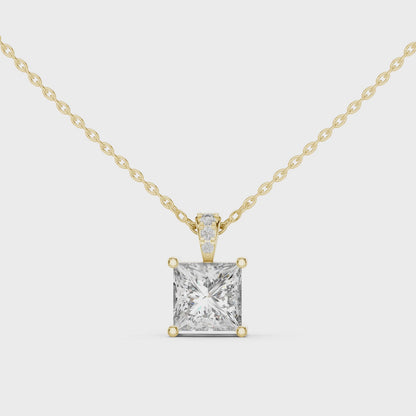 Elegant Princess Cut Solitaire Diamond Pendant