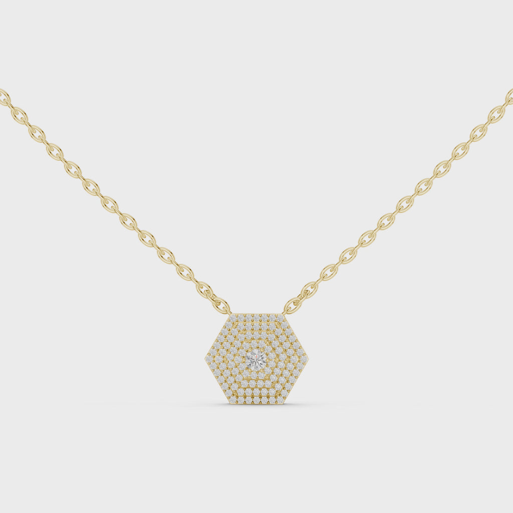 Luxury Hexagon Diamond Pendant Necklace