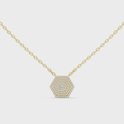 Luxury Hexagon Diamond Pendant Necklace
