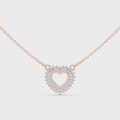 Luxury Rose Gold Heart Necklace with Sparkling Diamonds