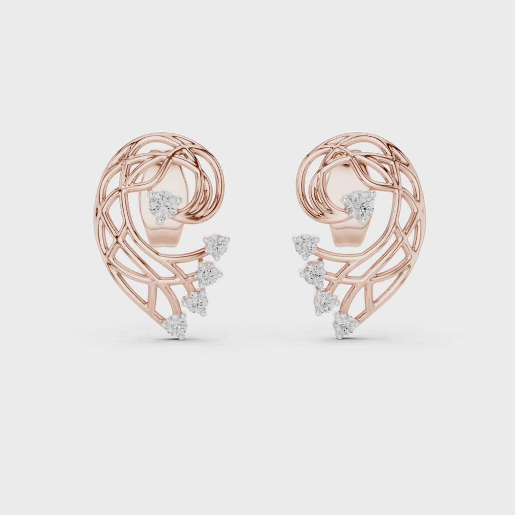 Funkelnde Diamant-Gold-Creolen | Ohrringe mit Blumenmuster