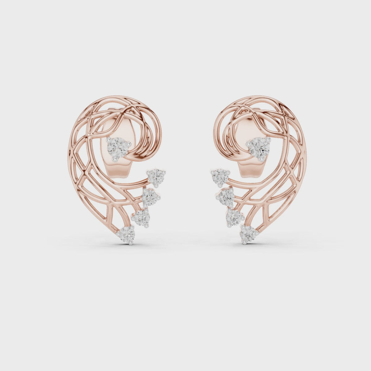 Funkelnde Diamant-Gold-Creolen | Ohrringe mit Blumenmuster