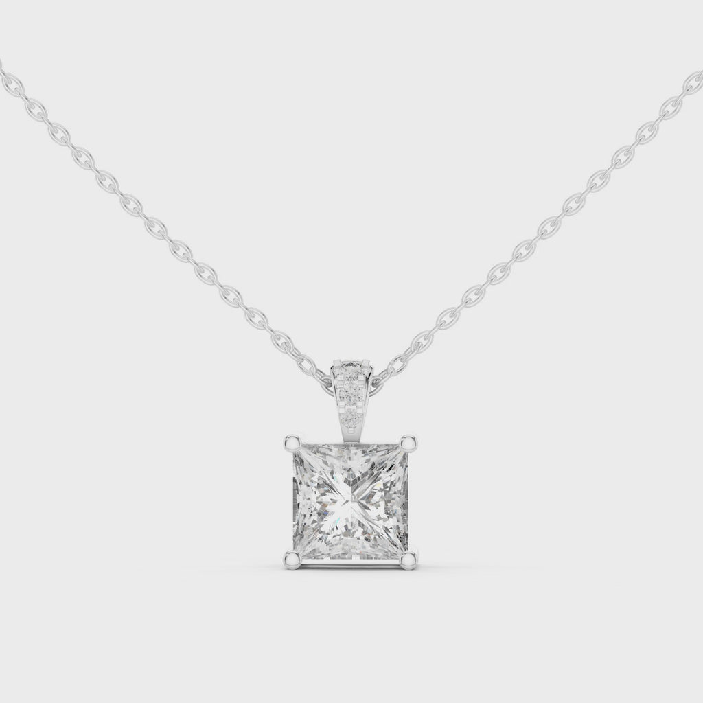 Elegant Princess Cut Solitaire Diamond Pendant