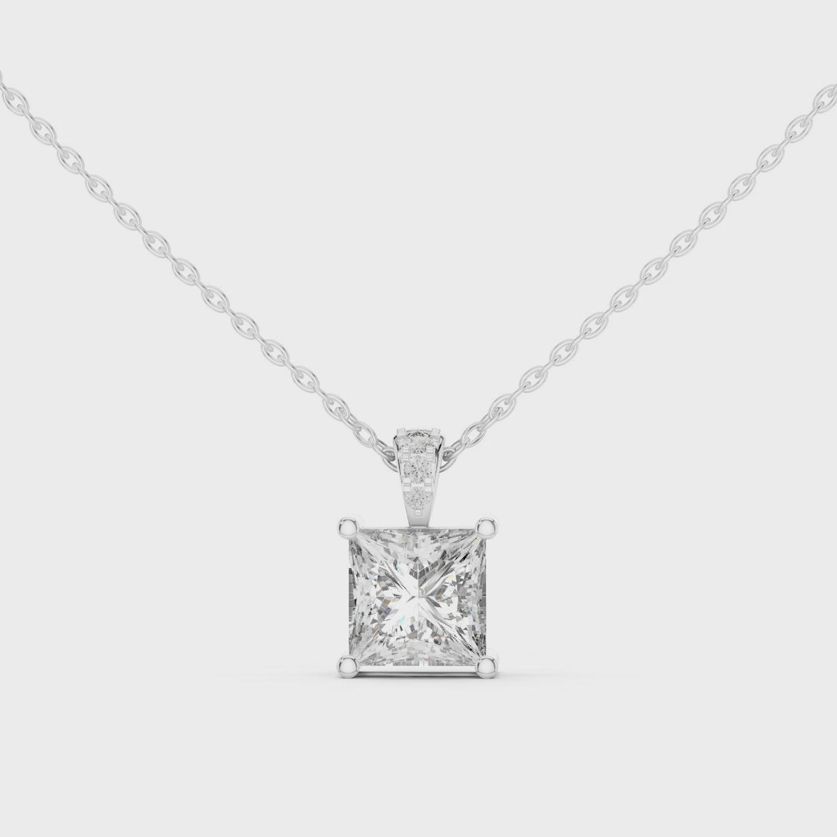Elegant Princess Cut Solitaire Diamond Pendant