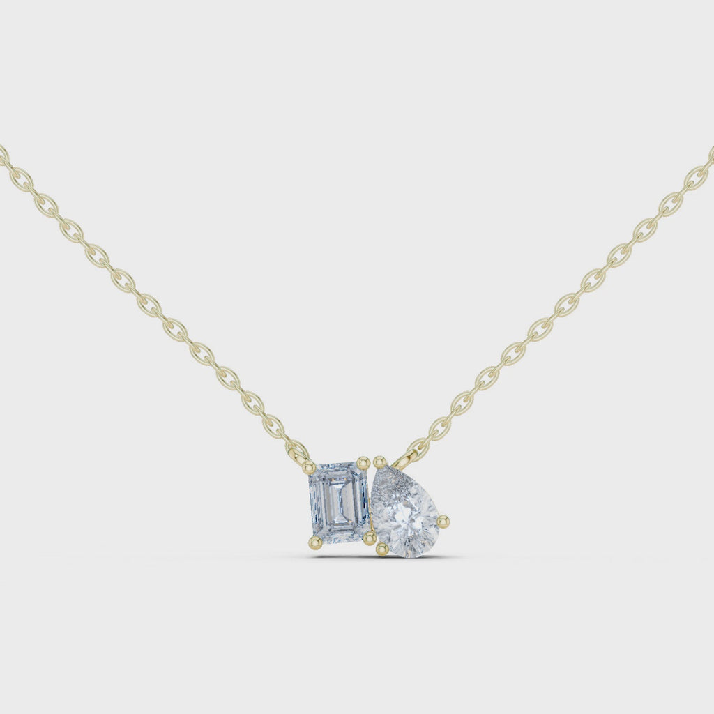 Fine Jewelry Two Stone Diamond Pendant in Rose Gold