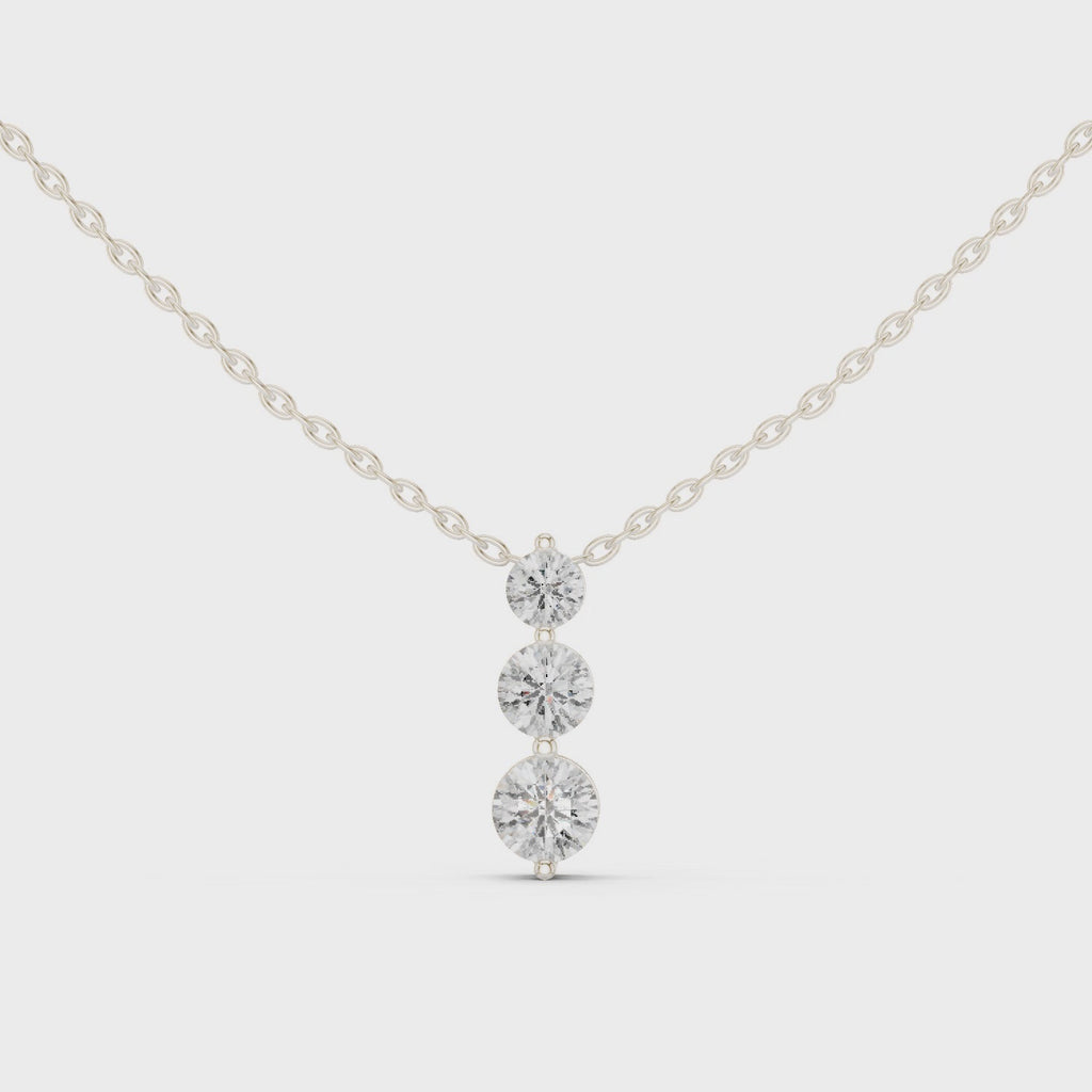 Classic Three Stone Diamond Pendant in Minimal Setting