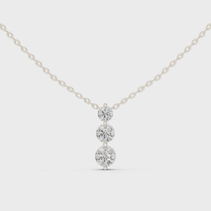 Classic Three Stone Diamond Pendant in Minimal Setting