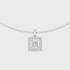 Luxury Square Diamond Halo Necklace for Women