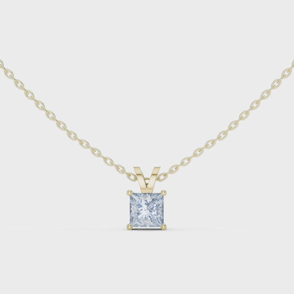 Klassischer quadratischer Diamantanhänger mit minimalistischer Krappenfassung