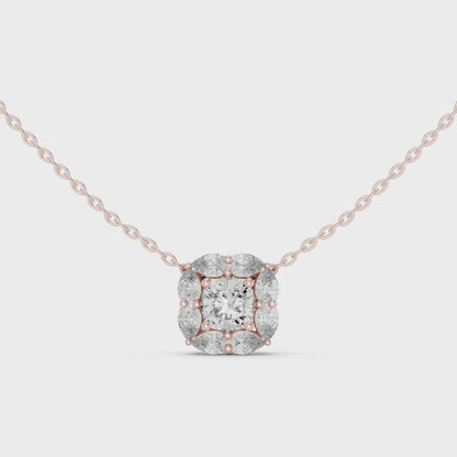 Elegant Cushion Diamond Cluster Necklace for Women