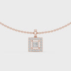 Luxury Square Diamond Halo Necklace for Women