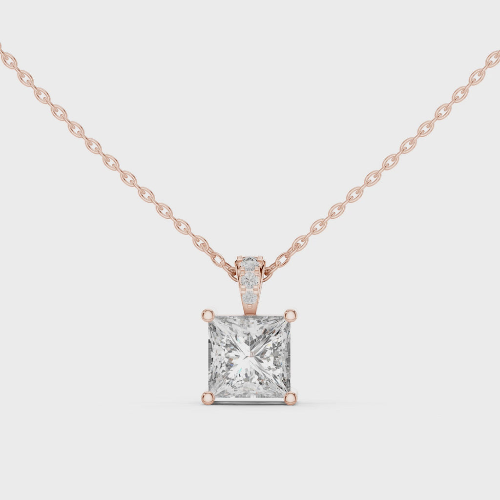 Elegant Princess Cut Solitaire Diamond Pendant