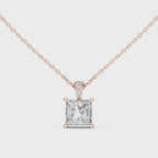 Elegant Princess Cut Solitaire Diamond Pendant