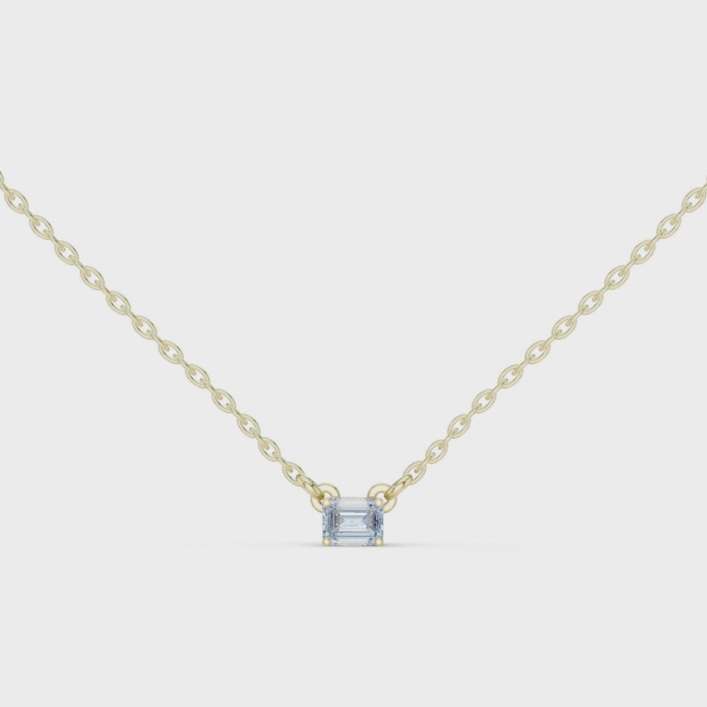 Minimalist Step-Cut Diamond Pendant in Rose Gold