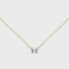 Minimalist Step-Cut Diamond Pendant in Rose Gold