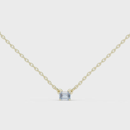 Minimalist Step-Cut Diamond Pendant in Rose Gold
