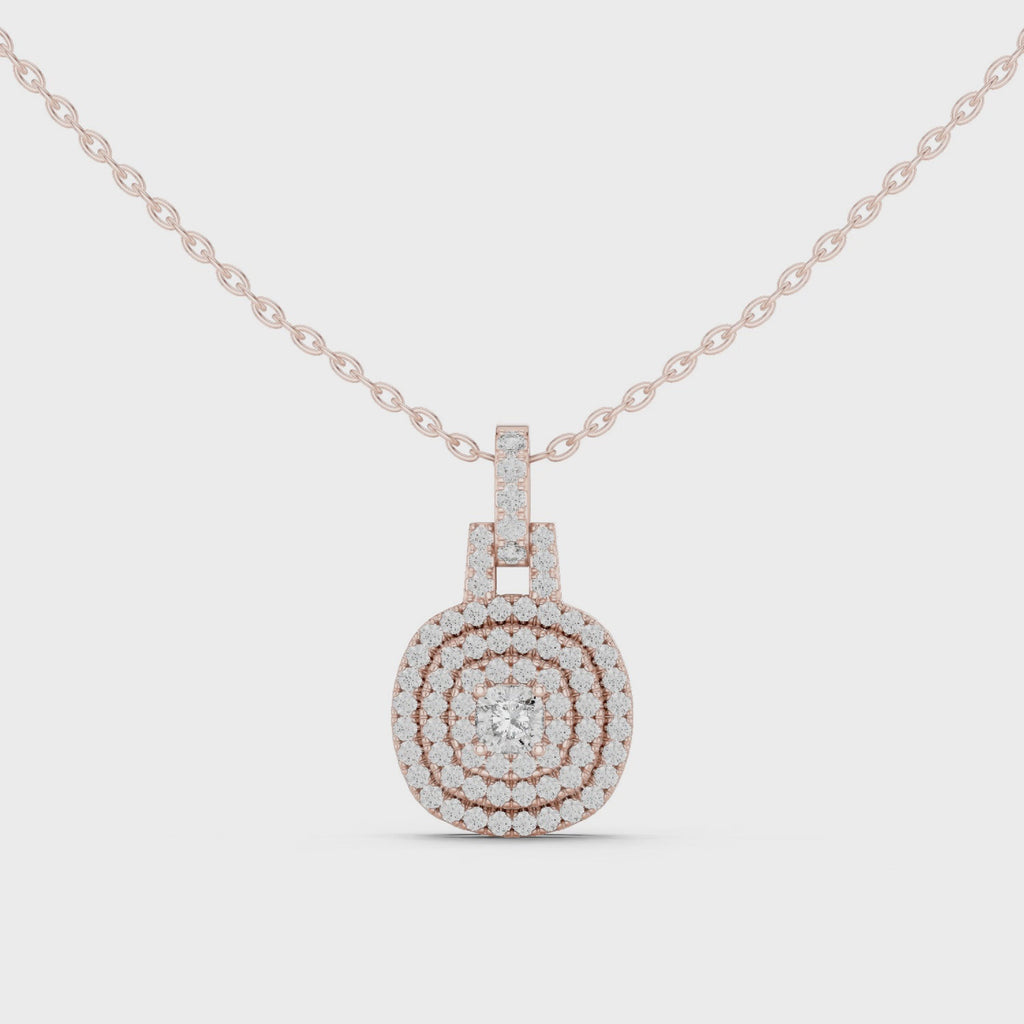 Romantic Round Halo Diamond Pendant Gift for Her