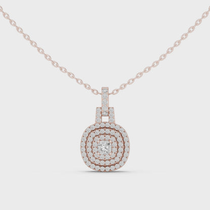 Romantic Round Halo Diamond Pendant Gift for Her