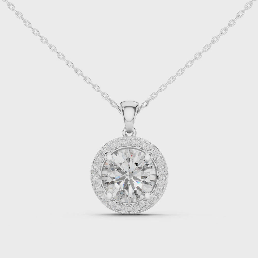 Brilliant Round Diamond Halo Pendant Necklace