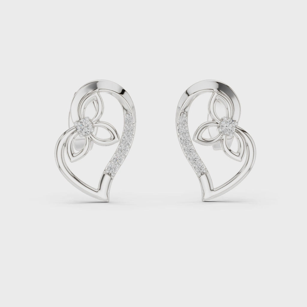Elegant Intertwined Heart Diamond Stud Earrings