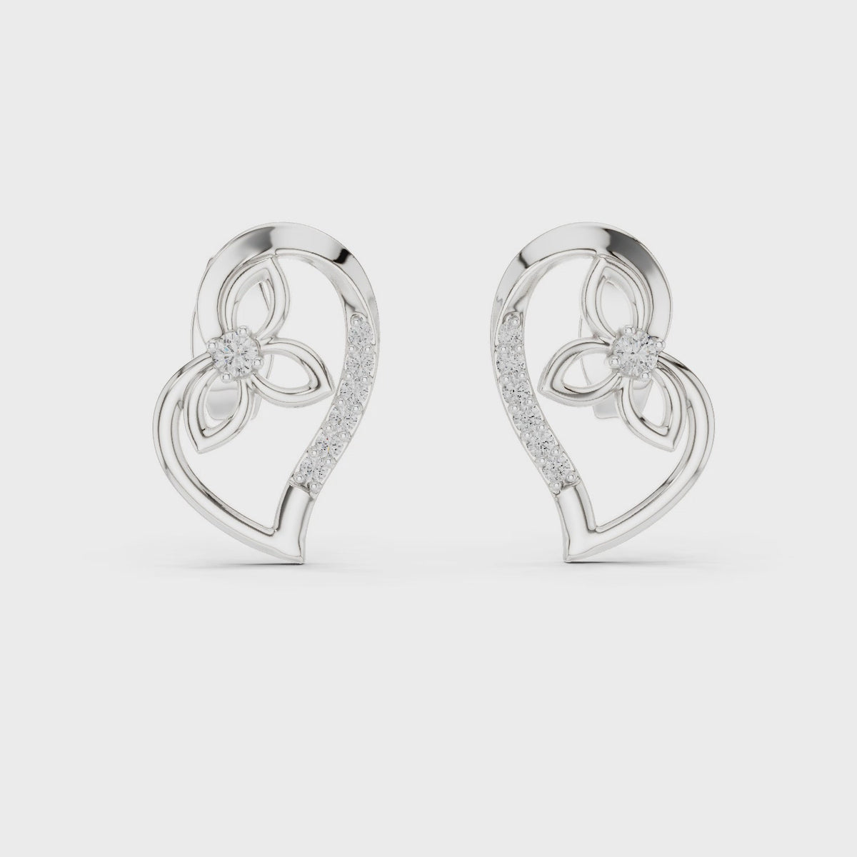 Elegant Intertwined Heart Diamond Stud Earrings