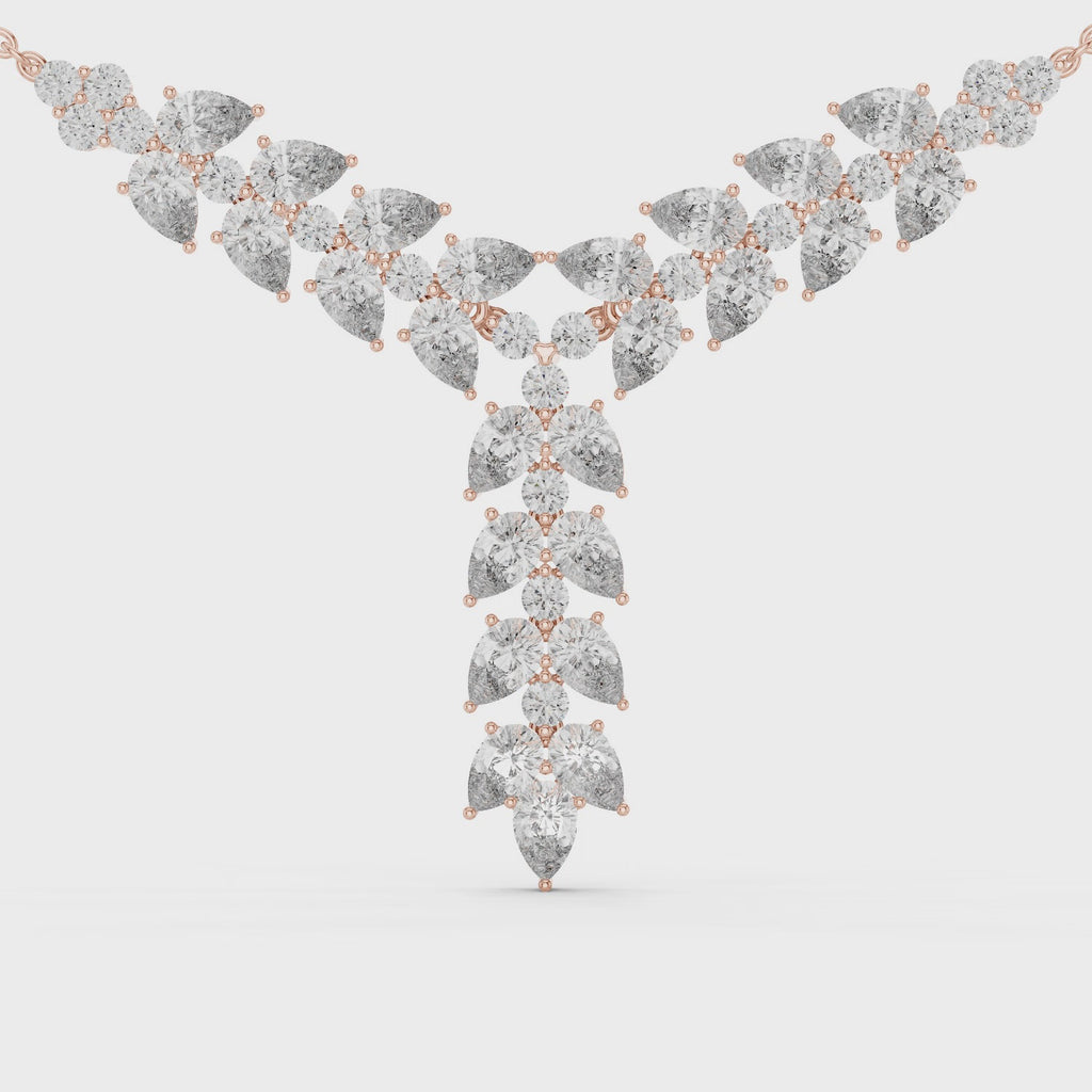 Diamond Drop Necklace with  Stones