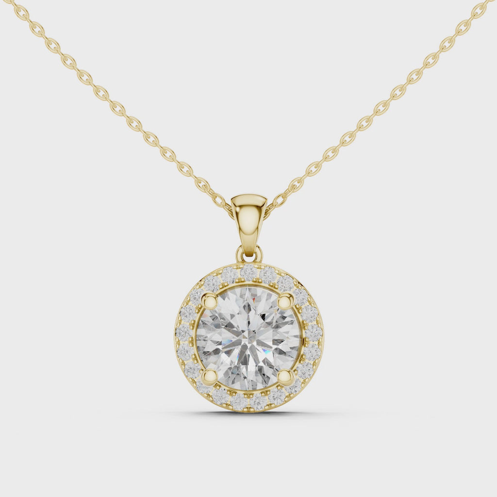 Brilliant Round Diamond Halo Pendant Necklace