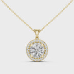 Brilliant Round Diamond Halo Pendant Necklace