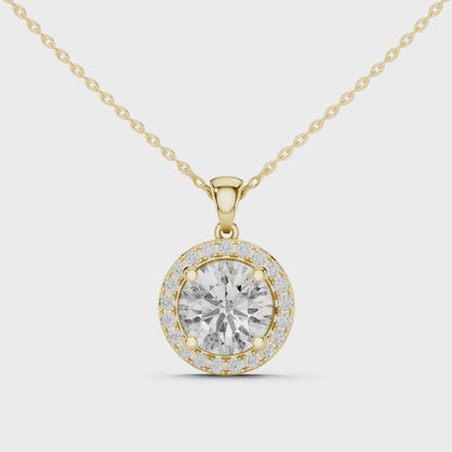 Brilliant Round Diamond Halo Pendant Necklace