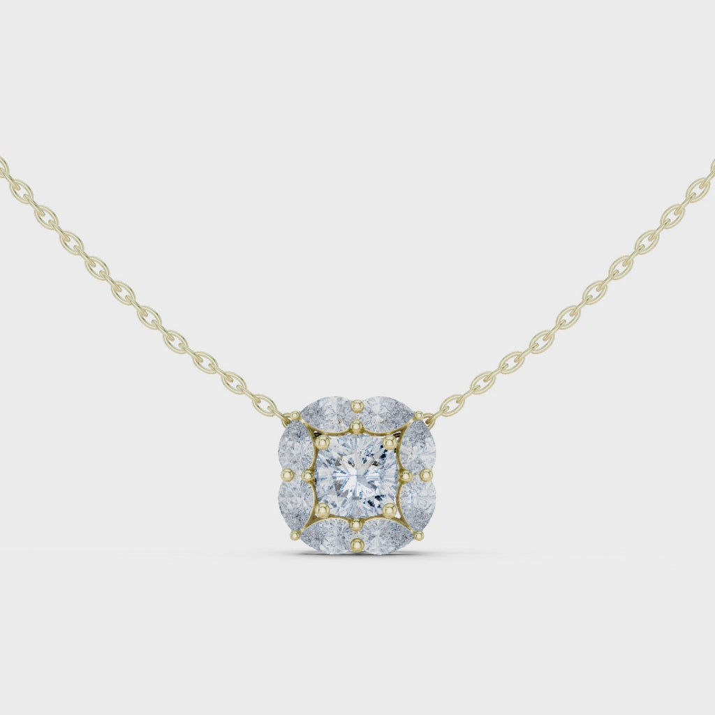 Elegant Cushion Diamond Cluster Necklace for Women