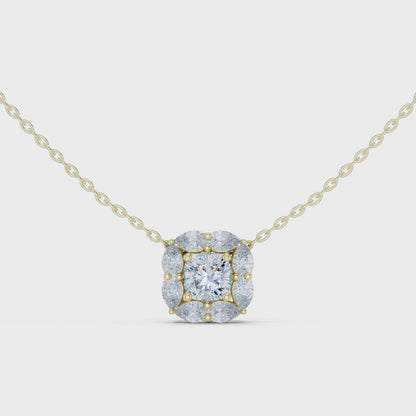 Elegant Cushion Diamond Cluster Necklace for Women