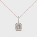 Luxury Emerald-Cut Solitaire Pendant with Diamond Accent