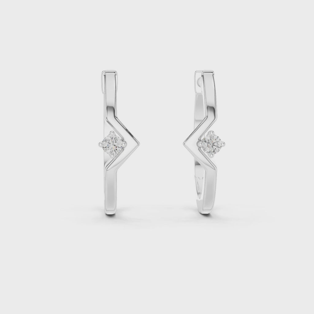 Sparkling Diamond Hoop Earrings .