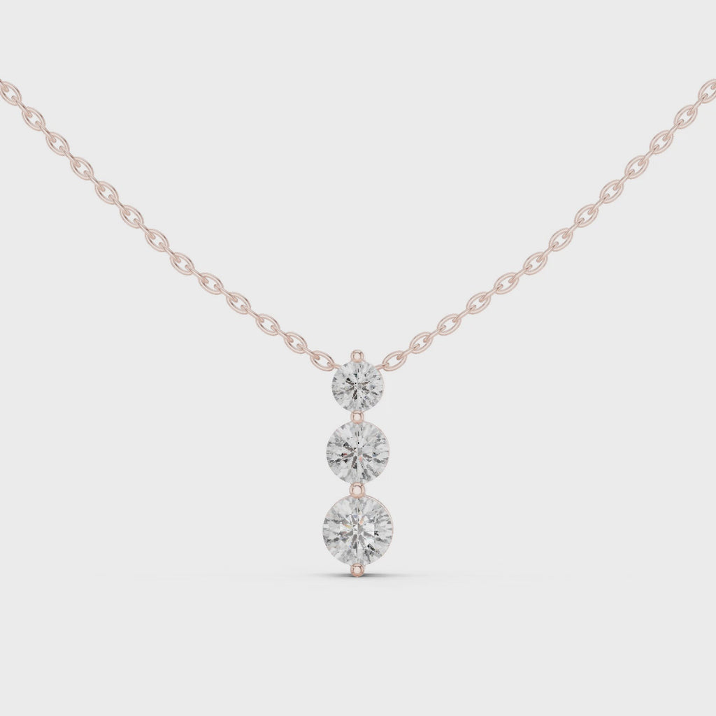 Classic Three Stone Diamond Pendant in Minimal Setting