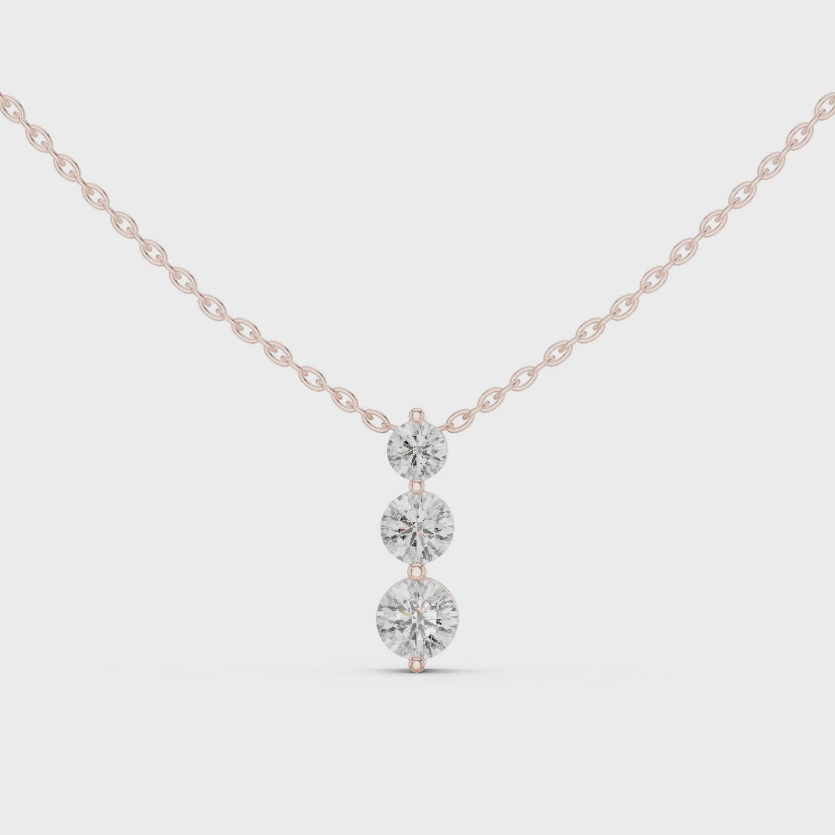 Classic Three Stone Diamond Pendant in Minimal Setting