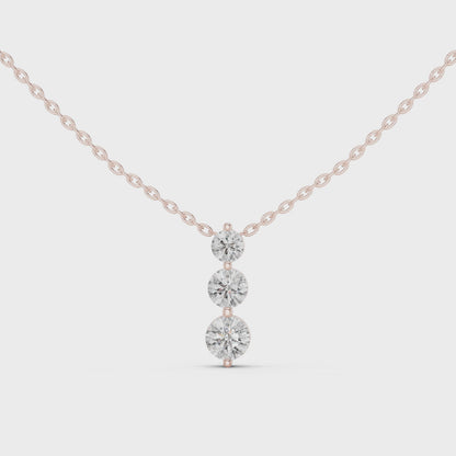 Classic Three Stone Diamond Pendant in Minimal Setting