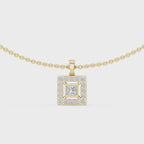 Luxury Square Diamond Halo Necklace for Women